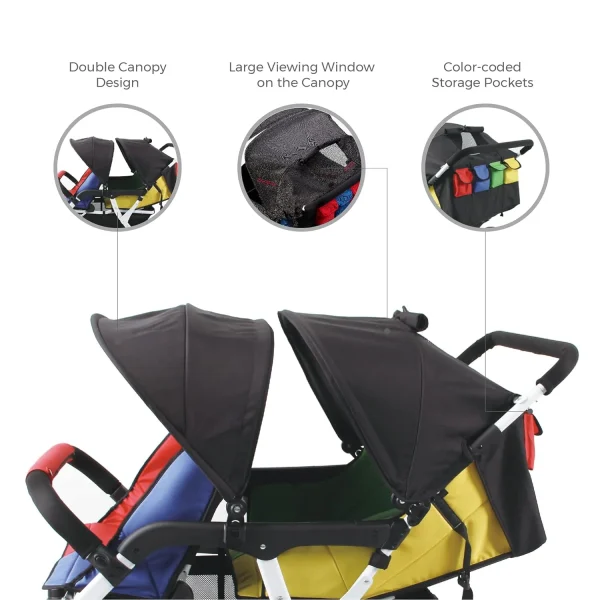 Familidoo 4 Seat Stroller - for Quadruplet with Infant Seat (H4E) - Image 4