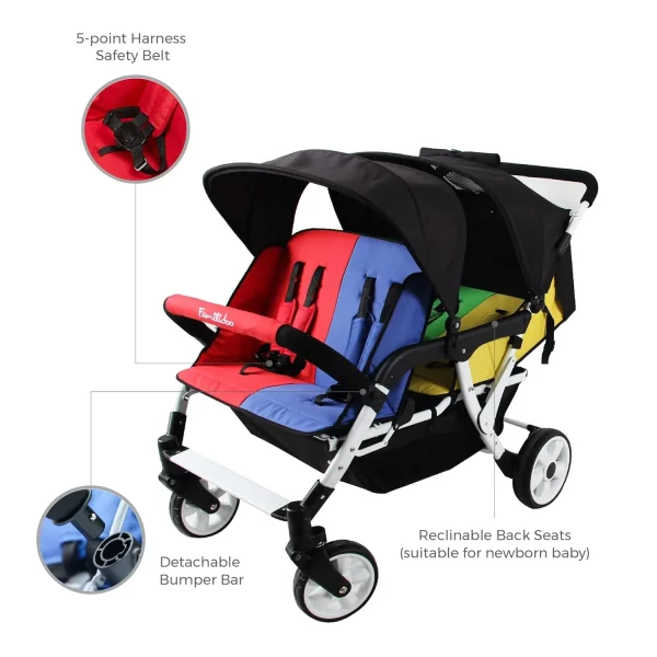 Familidoo 4 Seat Stroller - for Quadruplet with Infant Seat (H4E) - Image 5