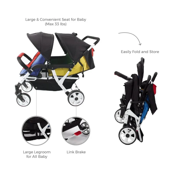 Familidoo 4 Seat Stroller - for Quadruplet with Infant Seat (H4E) - Image 2