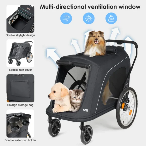 Beberoad R8 Pro Luxury 4-Wheel Foldable Pet Stroller - Image 9