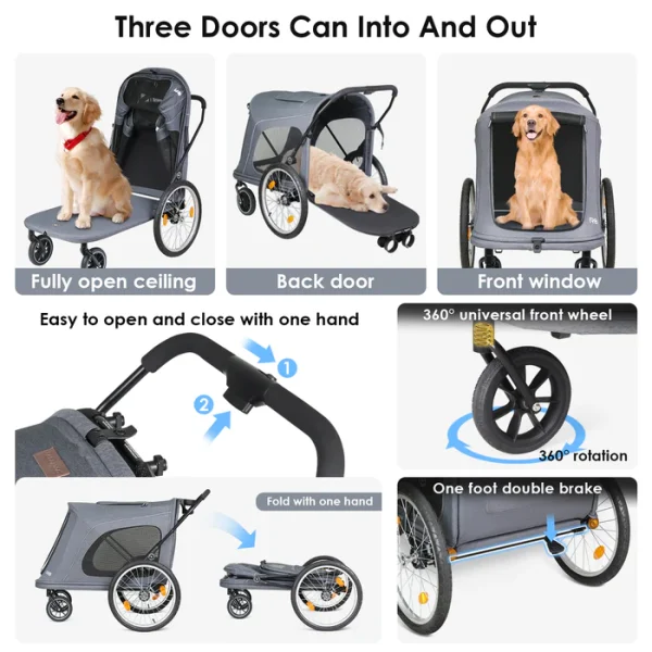 Beberoad R8 Pro Luxury 4-Wheel Foldable Pet Stroller - Image 3