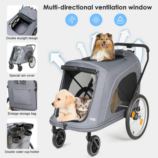 Beberoad R8 Pro Luxury 4-Wheel Foldable Pet Stroller - Image 2